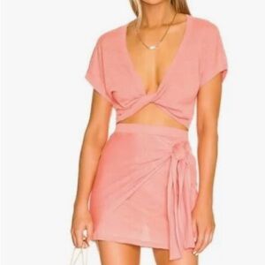 Pink Wrap Crop Top and Skirt Set
L*Space Riley set 
NWT

Knit material